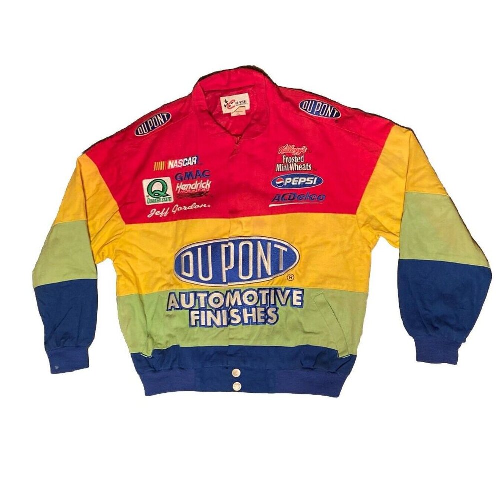 Vintage Jeff Gordon Nascar Dupont Rainbow Jacket Size XL Made Hong Kong